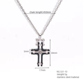 Two-tone silver and black stainless steel cross necklace with small crystal accents - Black Silver Splicing Four Zirconia Style(531-10)