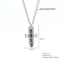 Cross necklace in stainless steel with blue and white accents, 450mm chain length - Blue White Splicing Decorative Style(531-13)