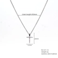 Silver stainless steel cross pendant necklace with dimensions 20mm x 12mm and 450mm chain - Minimalist Pure Silver Color Style(531-14)