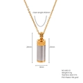Two-tone 316 stainless steel cylindrical perfume bottle necklace with CZ stones - Gold