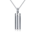 Silver stainless steel perfume cylinder necklace with heart pattern and inlaid diamonds - Silver