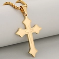 Gepolijste gouden roestvrijstalen kruis ketting met ster op een box-ketting - Kruis Hanger Ketting / Goud