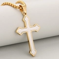 Colgante de cruz bicolor retro de acero inoxidable para hombre con cadena de oro - Colgante Dorado Y Plateado Únicamente (Sin Cadena)