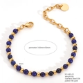 Böhmisches 18K vergoldetes Edelstahlarmband mit dunkelblauen Natursteinperlen - Lapislazuli-Stil