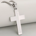 Minimalist stainless steel cross pendant necklace with brushed and polished finishes - Silver (Pendant Only)