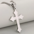 Zilveren roestvrijstalen boxketting met een gegraveerde ster op het kruis hangertje - Kruis Hanger Ketting / Zilver