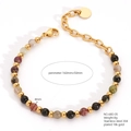 Bohemian 18K gold plated stainless steel bracelet with colorful natural stones beads - Mixed Stone Style