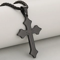Gothic zwarte roestvrijstalen kruishanger ketting met een zwarte box-schakelketting - Kruis Hanger Ketting / Zwart