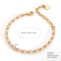 Bohemian style 4mm light pink natural stone bead bracelet with 18K gold plated steel chain - Rose Quartz Style / Light Pink (B680-06)