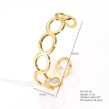 Gold plated stainless steel open bangle with five linked circular rings design - Oval Link Chain Design Style (B679-05)