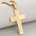 Two-tone gold stainless steel cross necklace with diagonal textured finish and box chain - Gold (Pendant Only)
