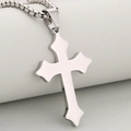 Religiöser Kreuzanhänger aus poliertem Edelstahl für Herren mit quadratischer Gliederkette - Silber (Nur Anhänger (Ohne Kette))