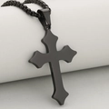 Minimalistisches Kreuz-Halskette aus schwarzem Edelstahl mit eleganter venezianischer Kette - Schwarz (Pendant Only (Without Chain))