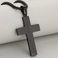Minimalist black stainless steel cross pendant with textured finish and punk chain style - Black (Pendant Only)