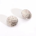 Silver round stainless steel earrings with dual-texture woven and hammered finish design - Braided and Hammered Texture (E684-01) / Steel
