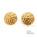 25mm round 18K gold plated stainless steel stud earrings with hammered texture - Hammered and Diamond Cut (E684-02) / Gold