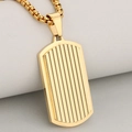 Collana con piastrina militare da uomo in acciaio inossidabile placcato oro 18K con onde - Pendente Piastrina Militare Ondulato Solo (Senza Catena) / 37mmx19.5mm / Oro