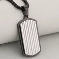 Collana militare rettangolare minimalista con texture a onde nere e argento - Pendente Piastrina Militare Ondulato Bicolore Solo (Senza Catena) / 37mmx19.5mm / Nero + Argento