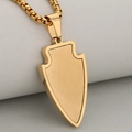Pendentif bouclier en acier inoxydable plaqué or 18K poli avec texture brossée - Or (Pendentif Uniquement)