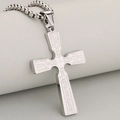 Polished silver stainless steel Lord's Prayer cross necklace with 18k plating - Silver (Pendant Only)