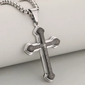 Dreilagiger Edelstahl-Kreuzanhänger mit eingraviertem Gebet an einer massiven Metallkette - Schwarz und Silber Gemischt Kreuz Anhänger Nur (Ohne Kette)
