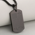 Pendaglio militare da uomo in acciaio nero con croce FAITH e bandiera americana - Nero (Solo Pendente)