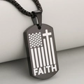 Collana militare nera da uomo in acciaio inossidabile con croce bandiera e scritta Faith - Smalto Nero (Solo Ciondolo (Senza Catena))