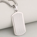 Collana militare d'argento con strisce verticali e robusta catena in acciaio inossidabile - Pendente Piastrina Militare Ondulato Solo (Senza Catena) / 37mmx19.5mm / Argento