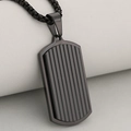 Collana militare nera opaca con scanalature verticali e catena a scatola abbinata - Pendente Piastrina Militare Ondulato Solo (Senza Catena) / 37mmx19.5mm / Nero