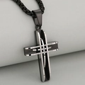Cross pendant in black matte and silver stainless steel with industrial hip-hop style - Black And Silver (Pendant Only (Without Chain))