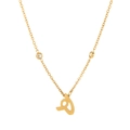 Elegant 18K gold-plated stainless steel letter necklace with sparkling cubic zirconia stones - Letter Q / Gold