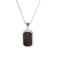 Collana con ciondolo ottagonale d'argento e pietra nera su catena sottile sottile - Nero Stellato (Argento)