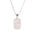 Collana con ciondolo ottagonale d'argento e intarsio in madreperla bianca su catena fine - Conchiglia Bianca (Argento)