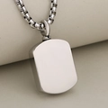 Polished stainless steel rectangular pet memorial urn pendant with paw print on box chain - Simple Smooth Style / Steel