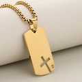 Golden stainless steel cross pendant necklace with a laser-cut design and white rhinestone - Pendant Only (No Chain) / Gold (Pendant Only)