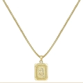Collana quadrata a doppia faccia in oro 18K con lettera B e catena box da uomo - Stile B (Con catena a box) / Oro