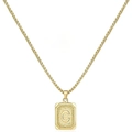 Collana dorata con pendente quadrato, lettera C incisa e catena tipo veneziana - Stile C (Con catena a box) / Oro