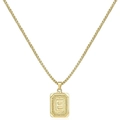 Collana dorata quadrata con ciondolo lettera E e catena box per uomo e donna - Stile E (Con catena a box) / Oro
