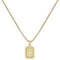Collana quadrata placcata oro 18K con ciondolo lettera H e catena a scatola robusta - Stile H (Con catena a box) / Oro