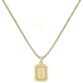 Collana a catena box placcata oro 18 carats con ciondolo quadrato a doppia faccia lettera I - Stile I (Con catena a box) / Oro