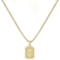 Collana minimalista in acciaio inossidabile placcato oro 18K con ciondolo lettera N - Stile N (Con catena a box) / Oro