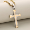 Minimalistische tweekleurige roestvrijstalen kruishanger met gouden boxketting - Alleen Hanger (Zonder Ketting) / Goud en Zilver Tweekleurige Stijl
