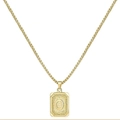 Collana a catena in acciaio inossidabile placcato oro 18K con pendente quadrato lettera O - Stile O (Con catena a box) / Oro