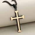 Modieuze tweekleurige zwart-gouden roestvrijstalen kruis hanger ketting voor heren - Alleen Hanger (Zonder Ketting) / Goud en Zwart Tweekleurige Stijl