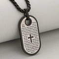 Zilveren en zwarte roestvrijstalen kruis dogtag ketting met gegraveerd Onzevader gebed - Alleen hanger (geen ketting) / Zwart & Zilver