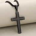 Collana da uomo con croce nera in acciaio inossidabile e catena box opaca - Solo Pendente (Senza Catena) / Stile Nero