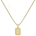 Collana con pendente lettera S quadrata a doppia faccia in acciaio placcato oro 18K - Stile S (Con catena a box) / Oro