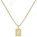 Collana in acciaio al titanio 18K dorato con pendente quadrato lettera X e catena box - Stile X (Con catena a box) / Oro