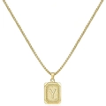 Collana a catena veneziana placcata in oro 18 carati con pendente lettera Y vintage - Stile Y (Con catena a box) / Oro