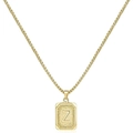 Collana a catena box placcata oro 18 carati con ciondolo quadrato lettera Z bifacciale - Stile Z (Con catena a box) / Oro